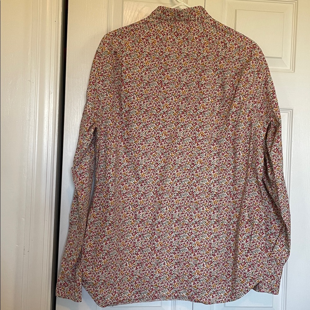J. Crew flex washed classic floral pinks/reds button down sz L - Picture 8 of 11